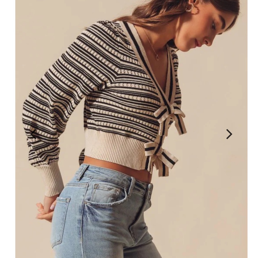 SO Me Ribbon Button Crop Cardigan - Picture 6 of 15